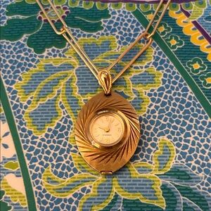 Antique Watch Necklace with Paperclip chain.